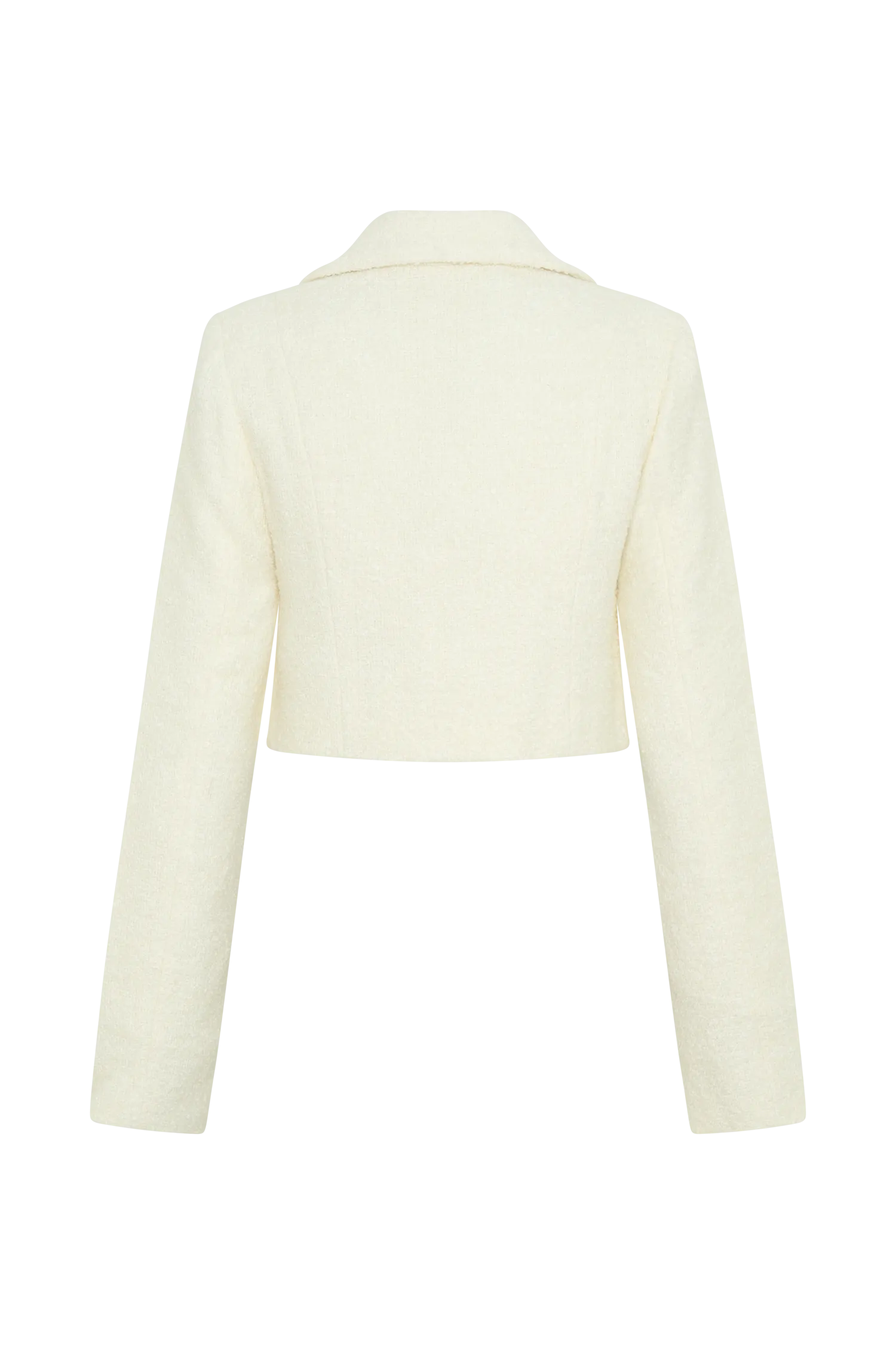 Mirelle Textured Boucle Cropped Long Sleeve Top - Ivory
