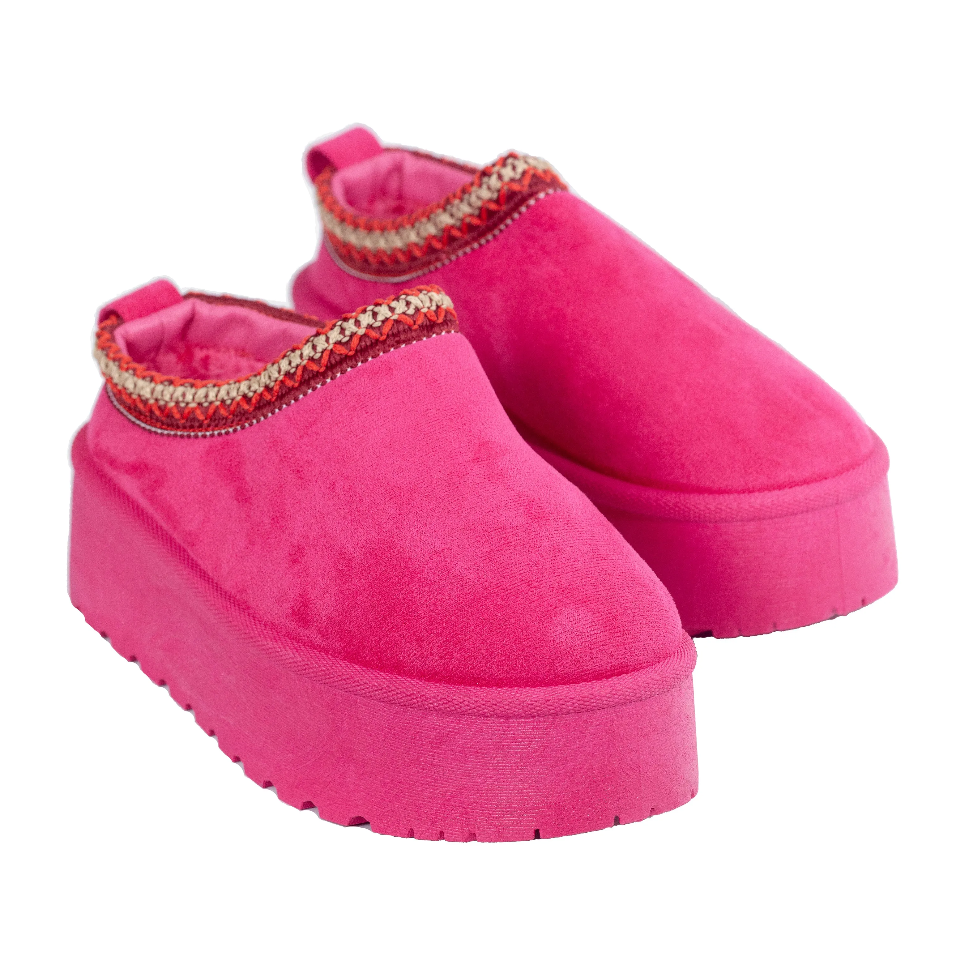 Moon - Flat Slip-On Platform Booties, Thread Detailing, Stylish Winter Footwear, Comfortable & Chic for Casual or Dressy Outfits