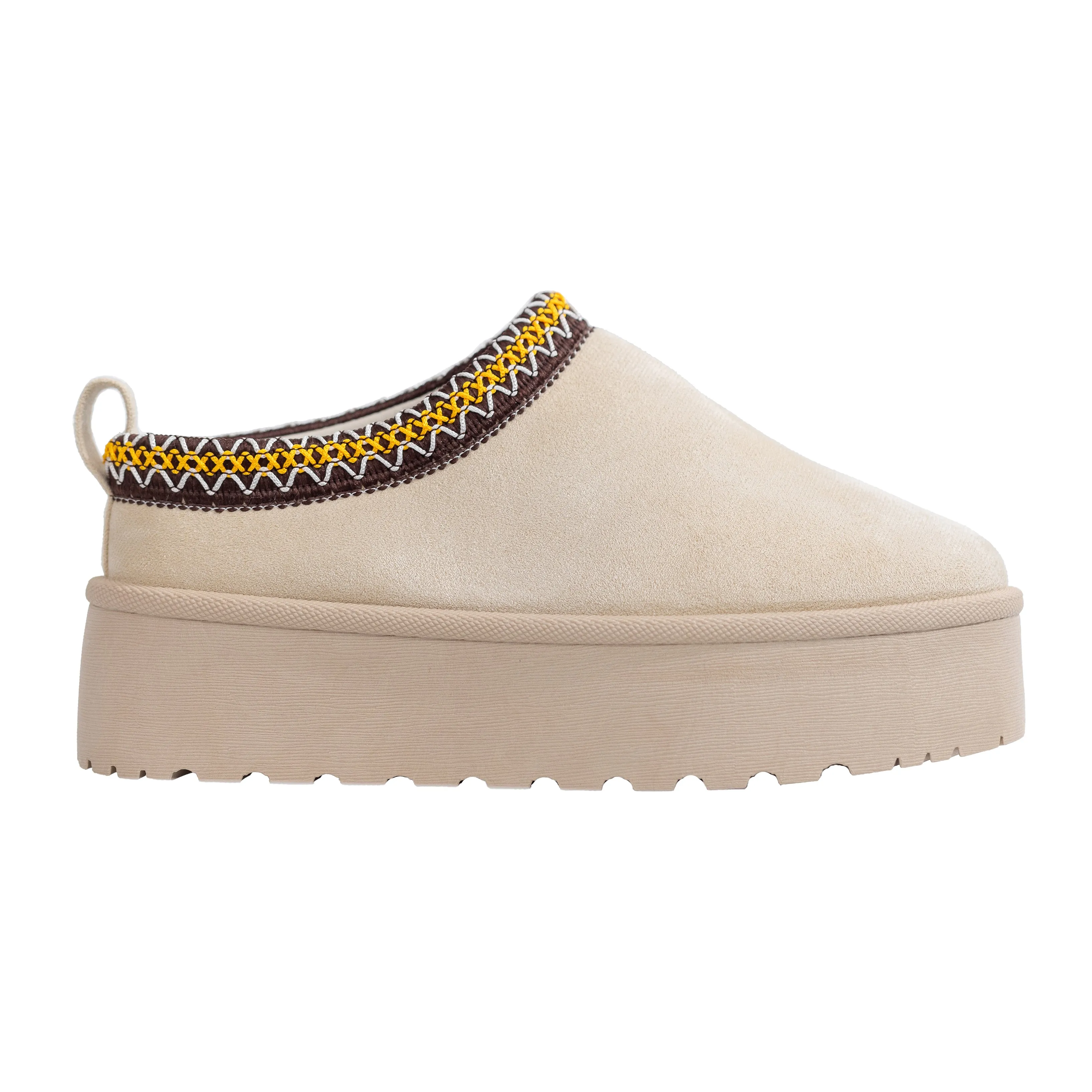 Moon - Flat Slip-On Platform Booties, Thread Detailing, Stylish Winter Footwear, Comfortable & Chic for Casual or Dressy Outfits