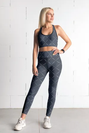 Navy Blue Printed Leggings, Capris and Shorts