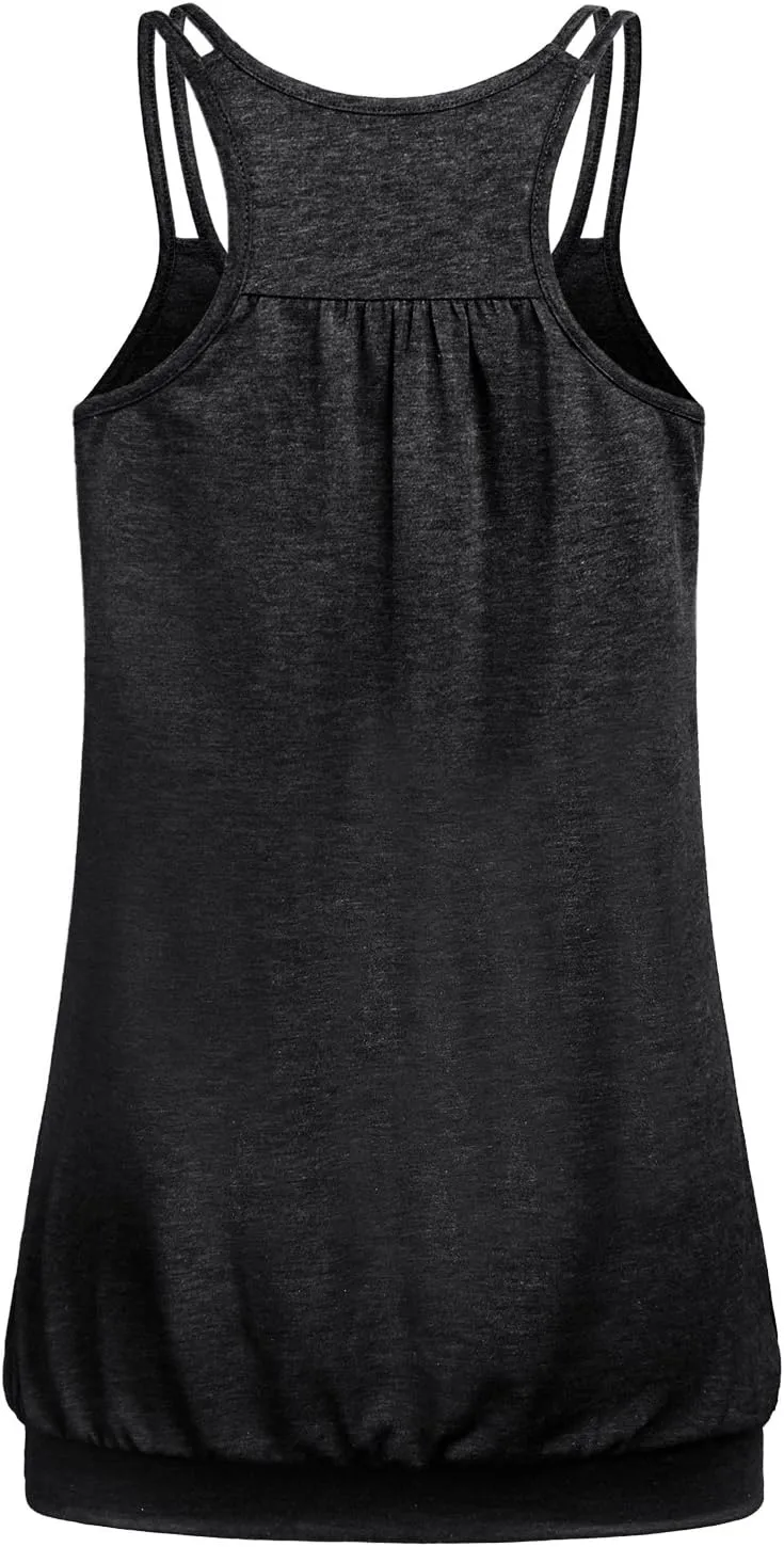 NEWMEEN Women's Scoop Neck Spaghetti Strap Racerback Sports Cami Tank Tops