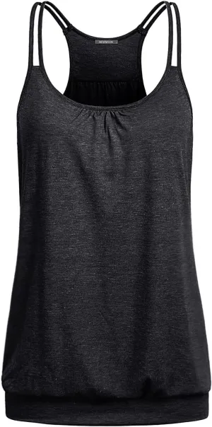 NEWMEEN Women's Scoop Neck Spaghetti Strap Racerback Sports Cami Tank Tops