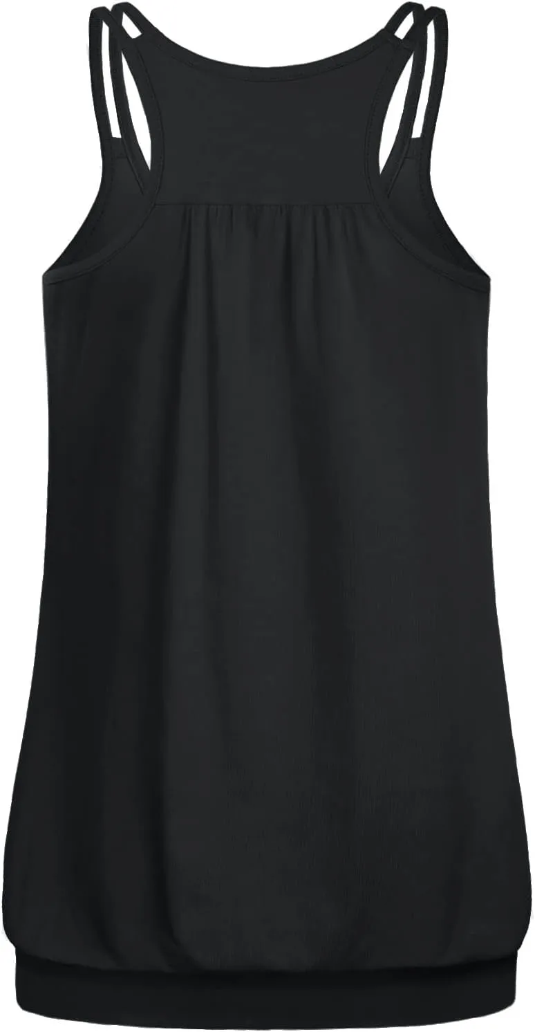 NEWMEEN Women's Scoop Neck Spaghetti Strap Racerback Sports Cami Tank Tops