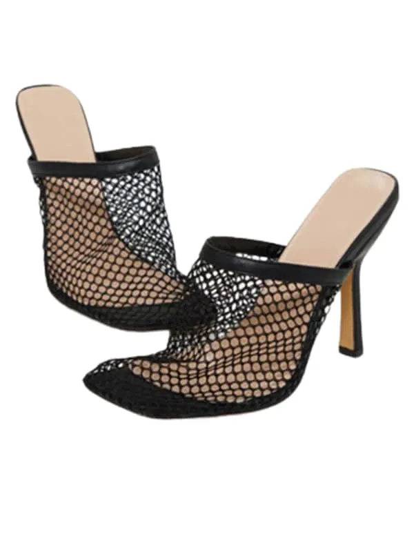 Nylon Mesh Square Toe&Mules