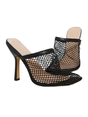 Nylon Mesh Square Toe&Mules