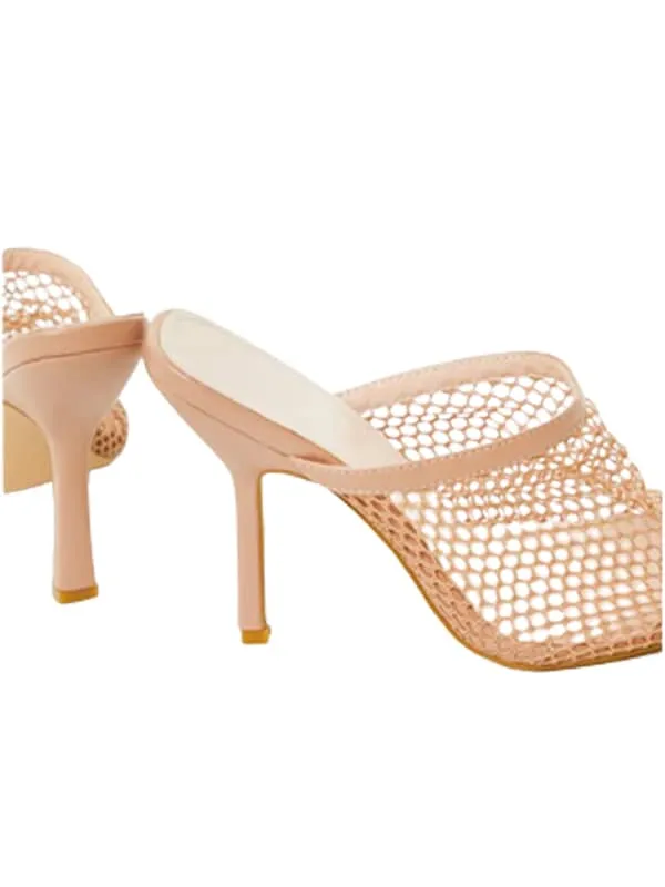Nylon Mesh Square Toe&Mules