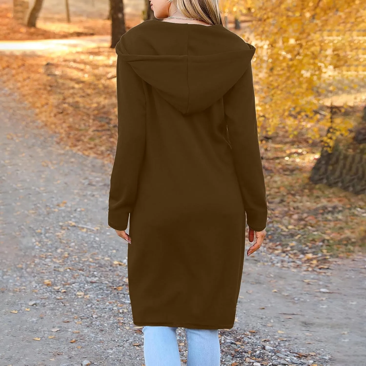 Oversized Hoodies for Women Zip Up Knee Length Tunic Sweatshirts Casual Long Sleeve Hooded Jackets With Pockets