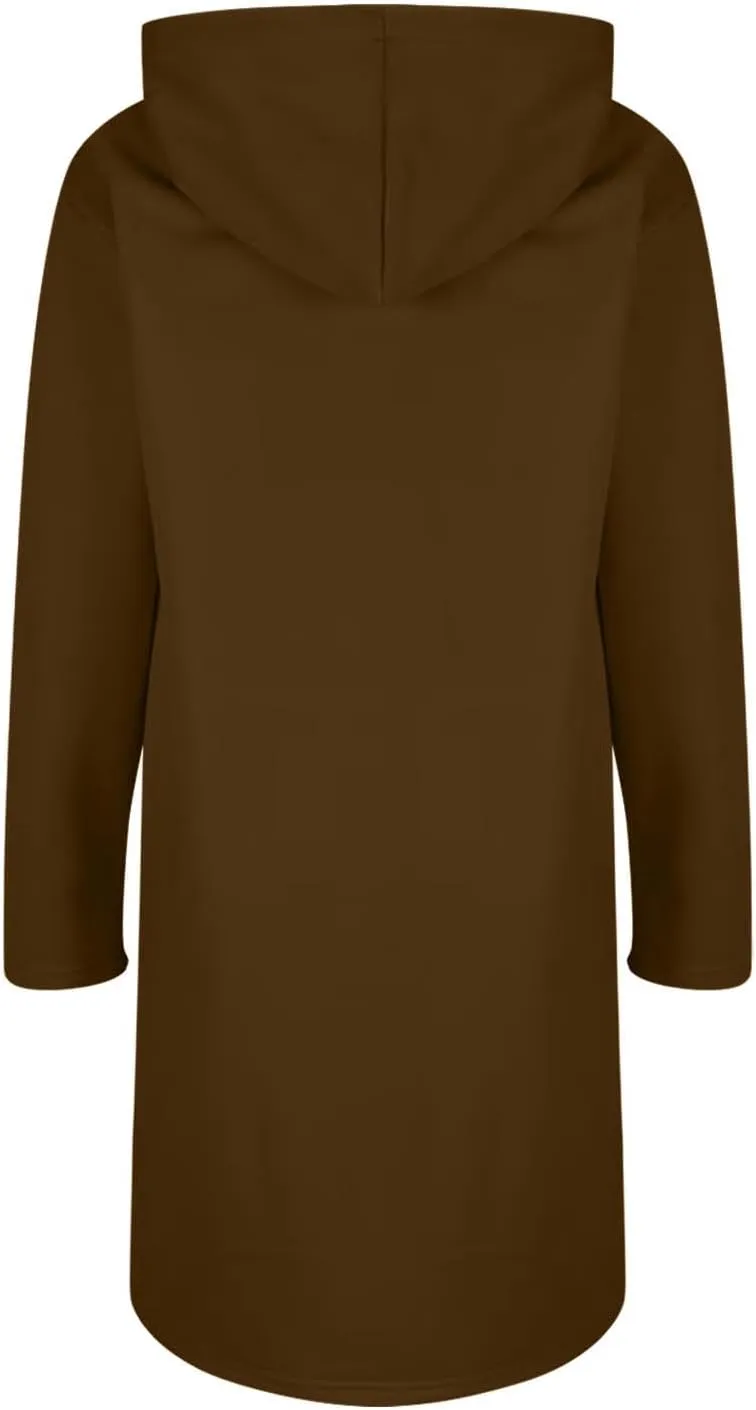 Oversized Hoodies for Women Zip Up Knee Length Tunic Sweatshirts Casual Long Sleeve Hooded Jackets With Pockets