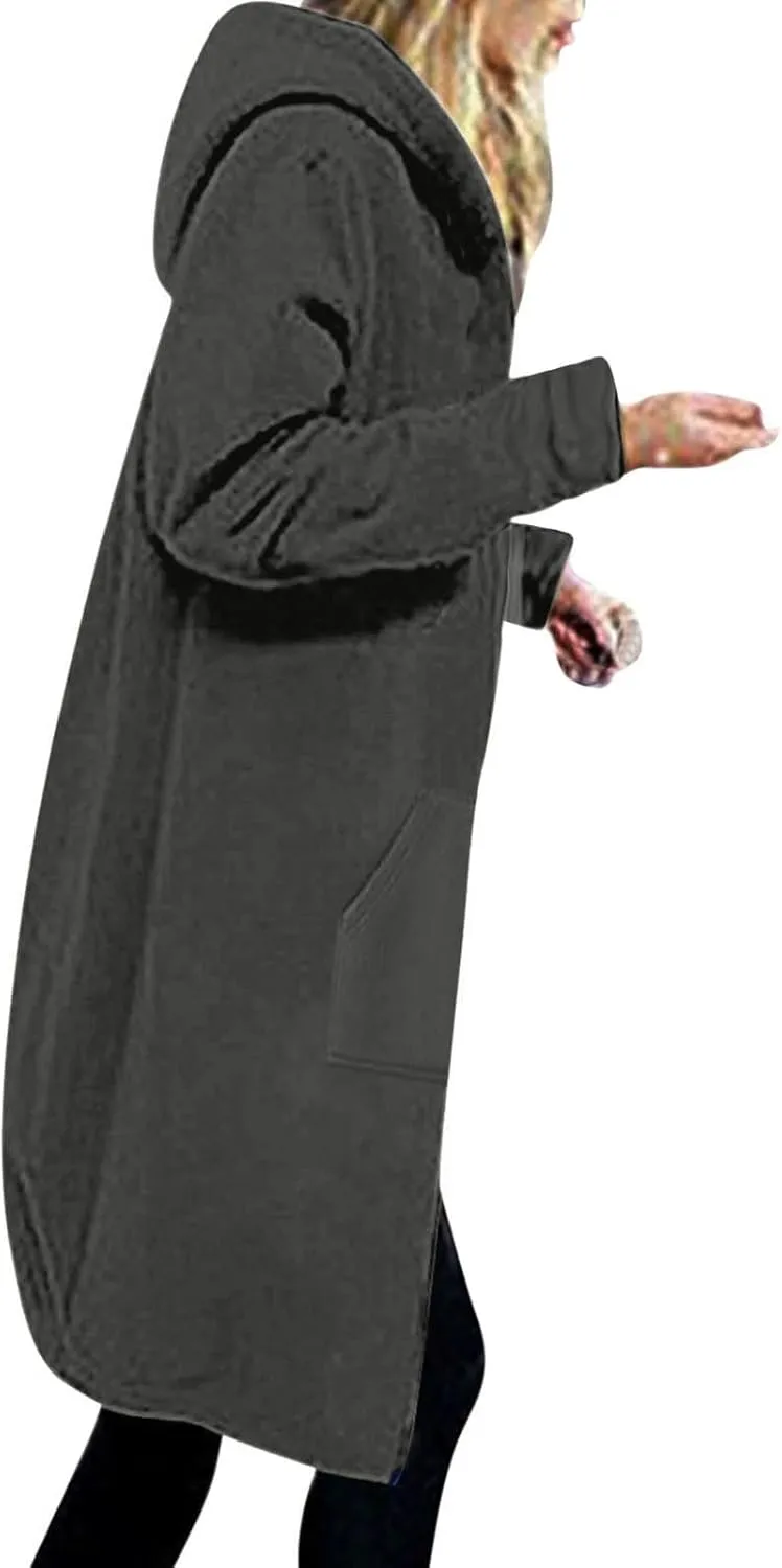 Oversized Hoodies for Women Zip Up Knee Length Tunic Sweatshirts Casual Long Sleeve Hooded Jackets With Pockets
