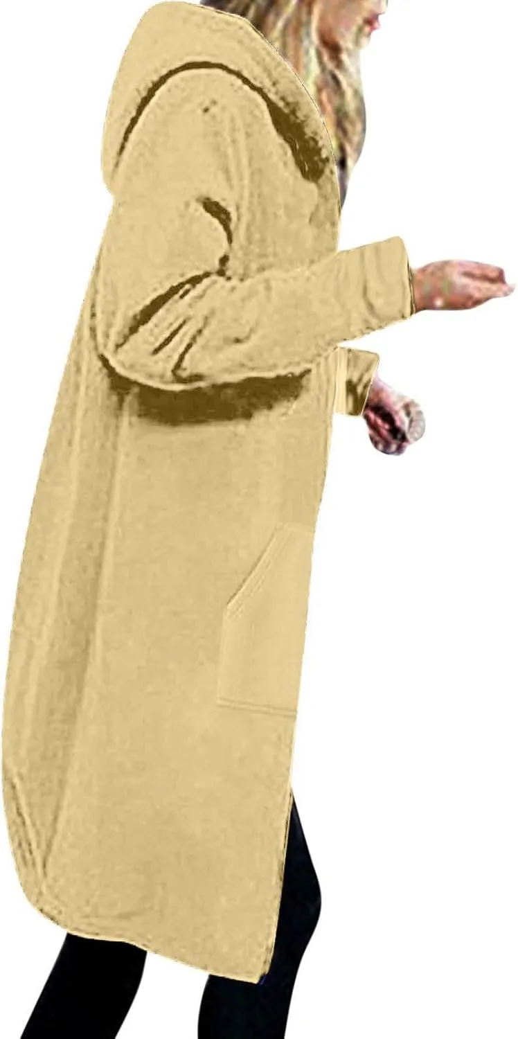 Oversized Hoodies for Women Zip Up Knee Length Tunic Sweatshirts Casual Long Sleeve Hooded Jackets With Pockets