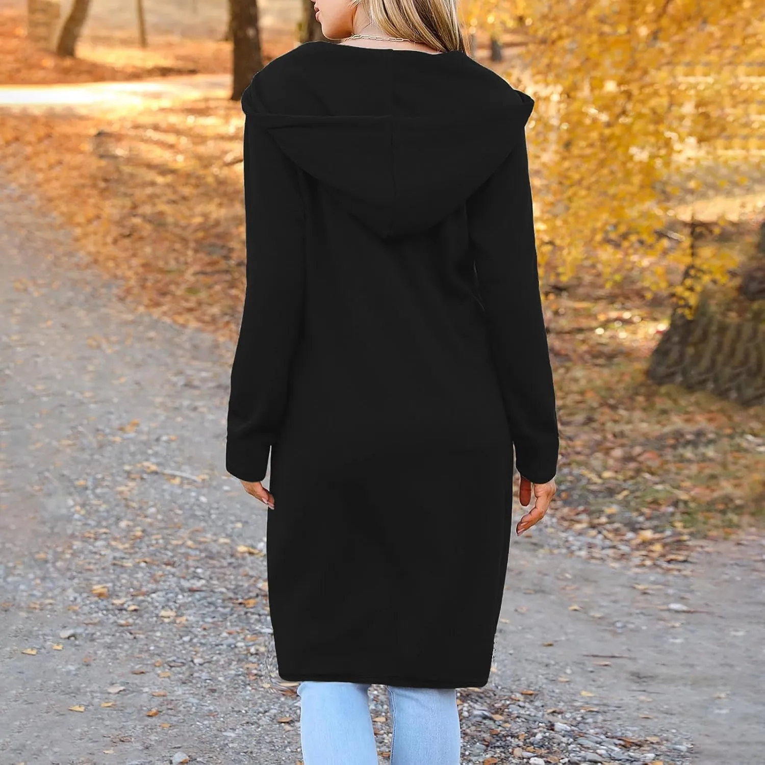 Oversized Hoodies for Women Zip Up Knee Length Tunic Sweatshirts Casual Long Sleeve Hooded Jackets With Pockets