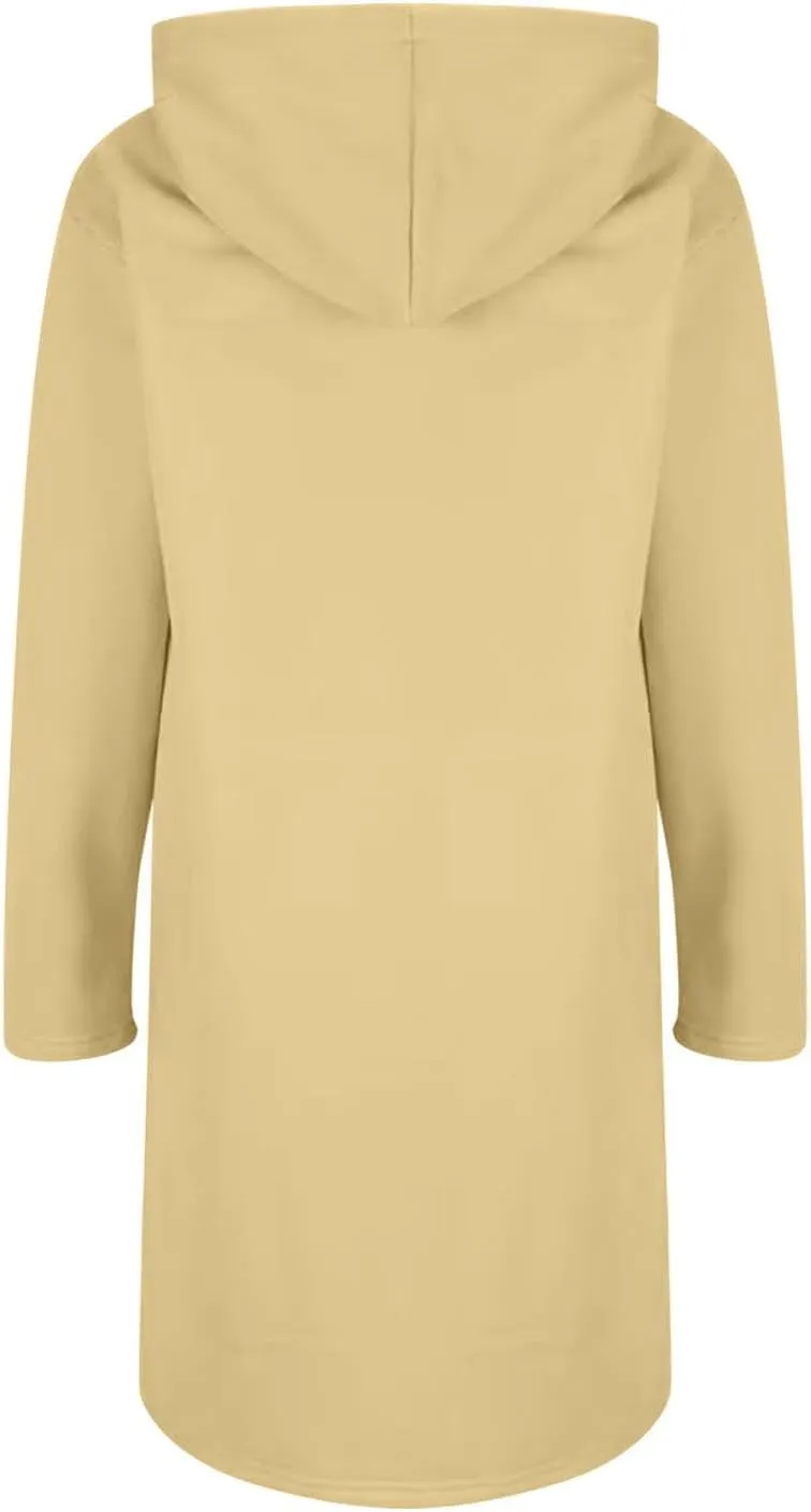 Oversized Hoodies for Women Zip Up Knee Length Tunic Sweatshirts Casual Long Sleeve Hooded Jackets With Pockets