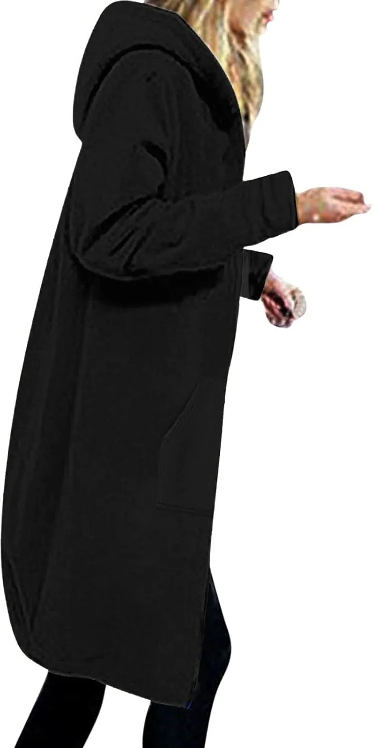 Oversized Hoodies for Women Zip Up Knee Length Tunic Sweatshirts Casual Long Sleeve Hooded Jackets With Pockets