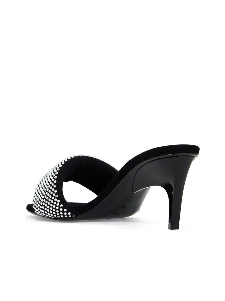 Padded Strap Rhinestone Mules