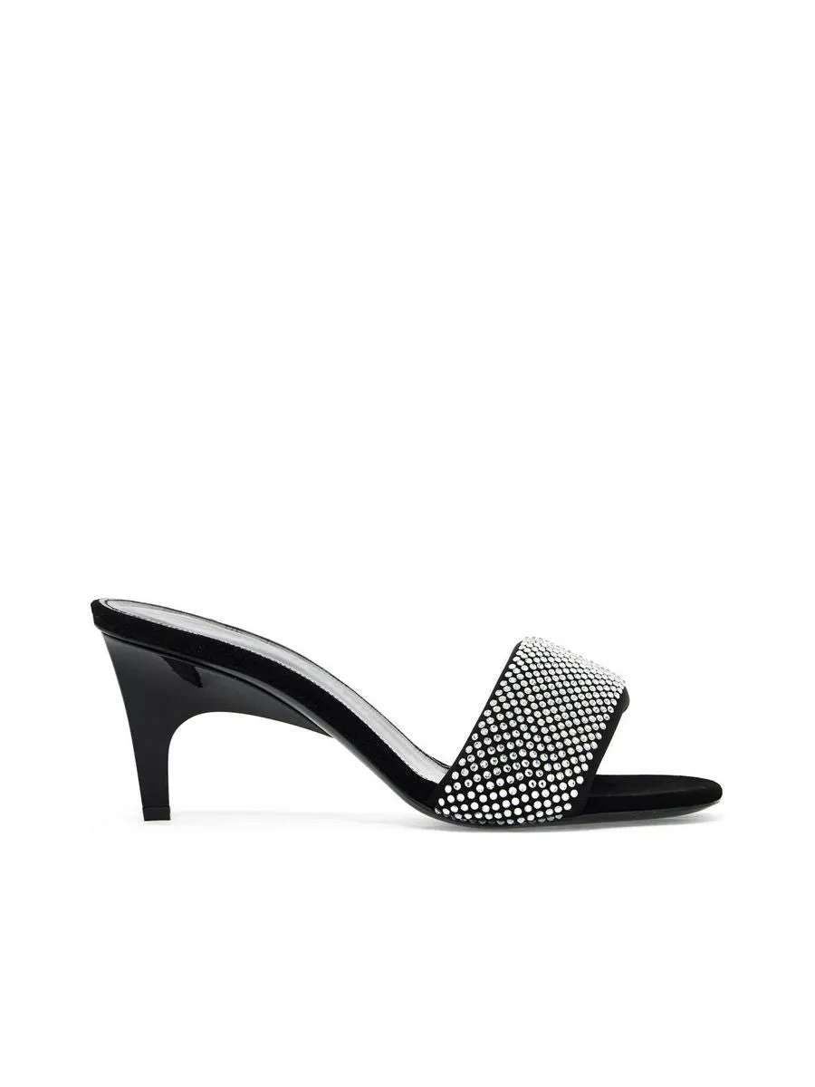 Padded Strap Rhinestone Mules