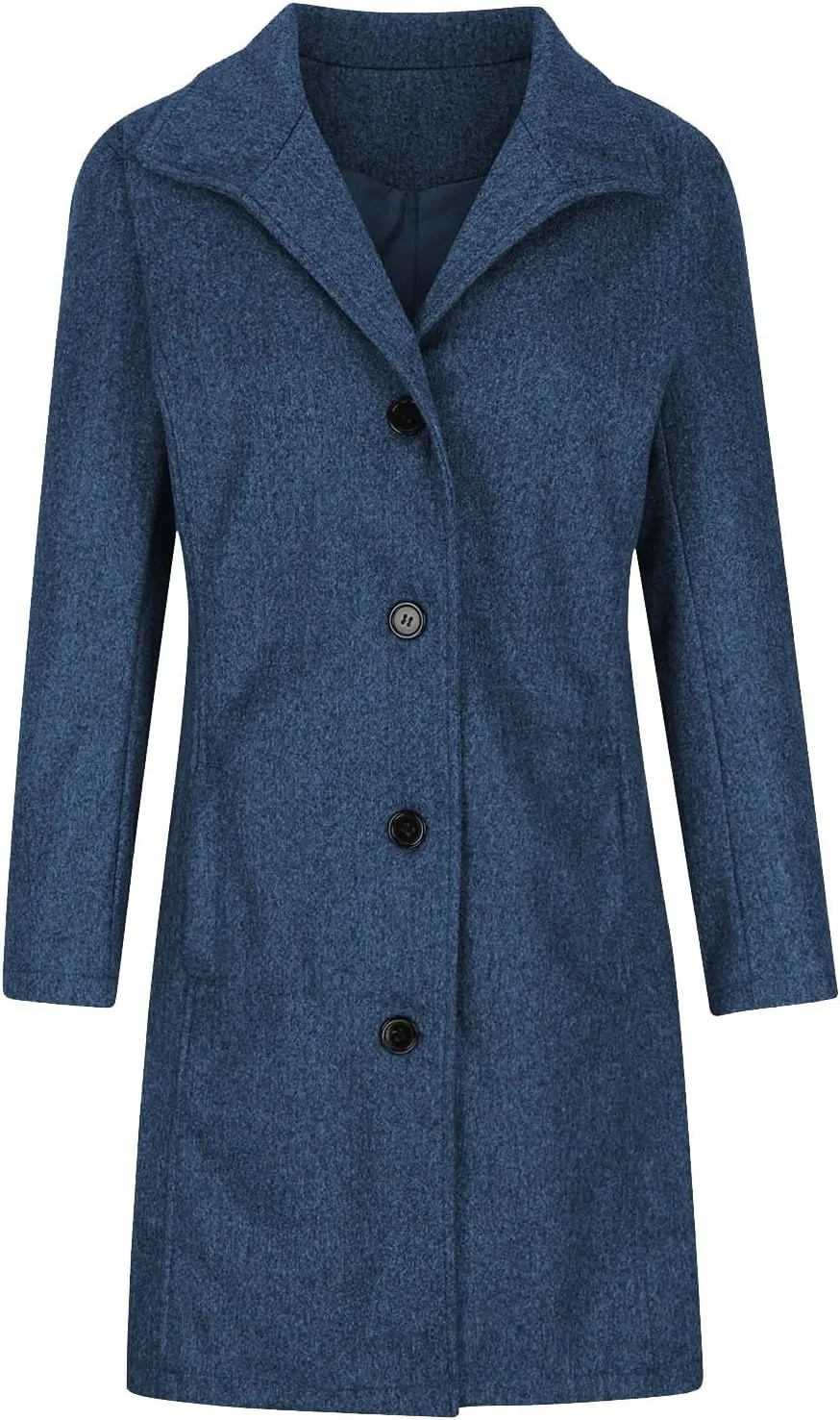 Pea Coats for Women Winter Stand Collar Trench Coats Trendy Single Breasted Tweed Jacket with Pockets Long Wool Overcoat