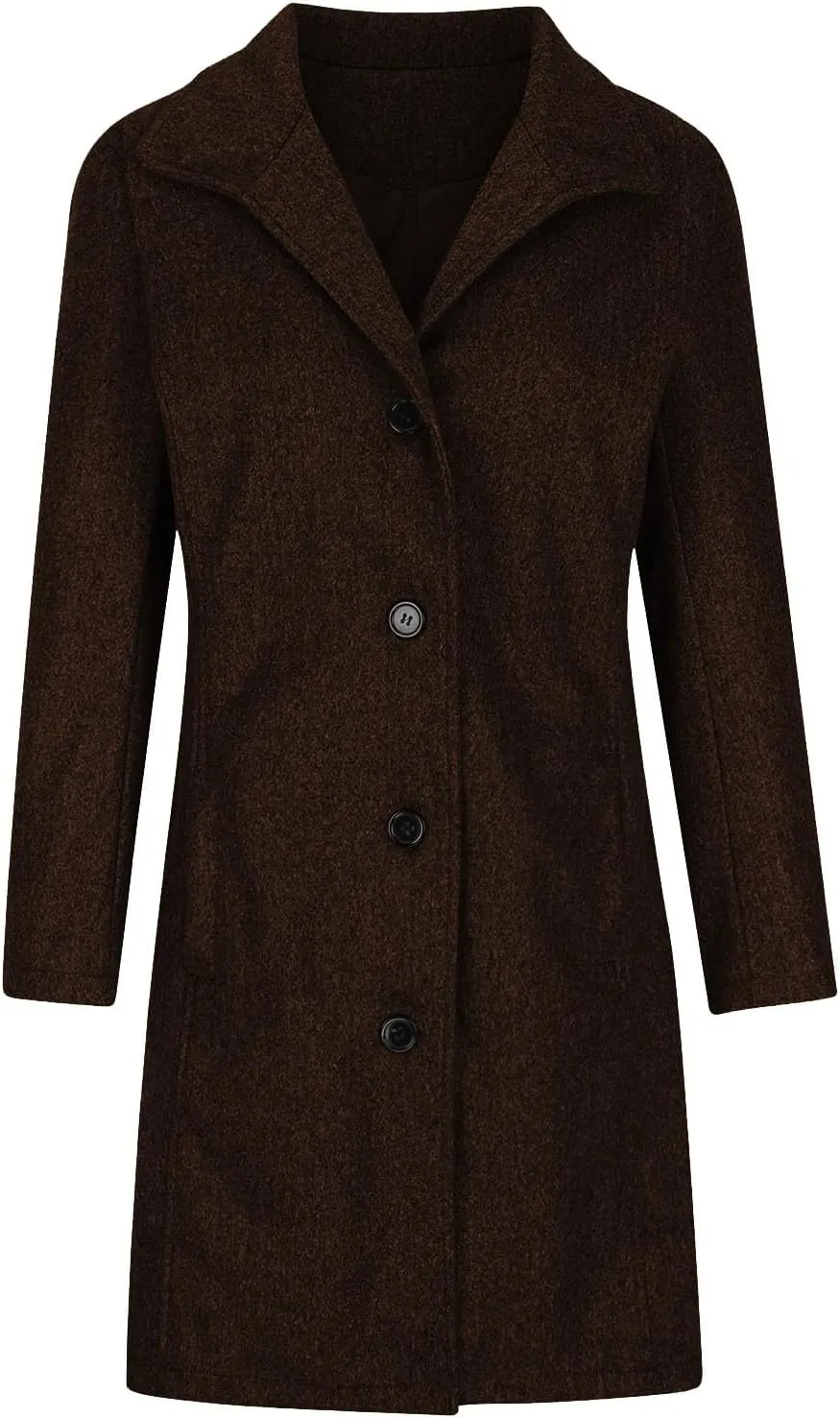 Pea Coats for Women Winter Stand Collar Trench Coats Trendy Single Breasted Tweed Jacket with Pockets Long Wool Overcoat