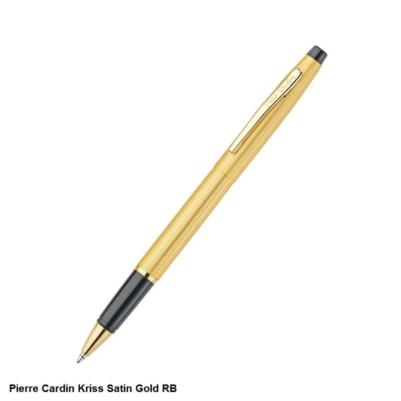 PIERRE CARDIN KRISS SATIN GOLD ROLLER PEN | WITH METAL BOX |