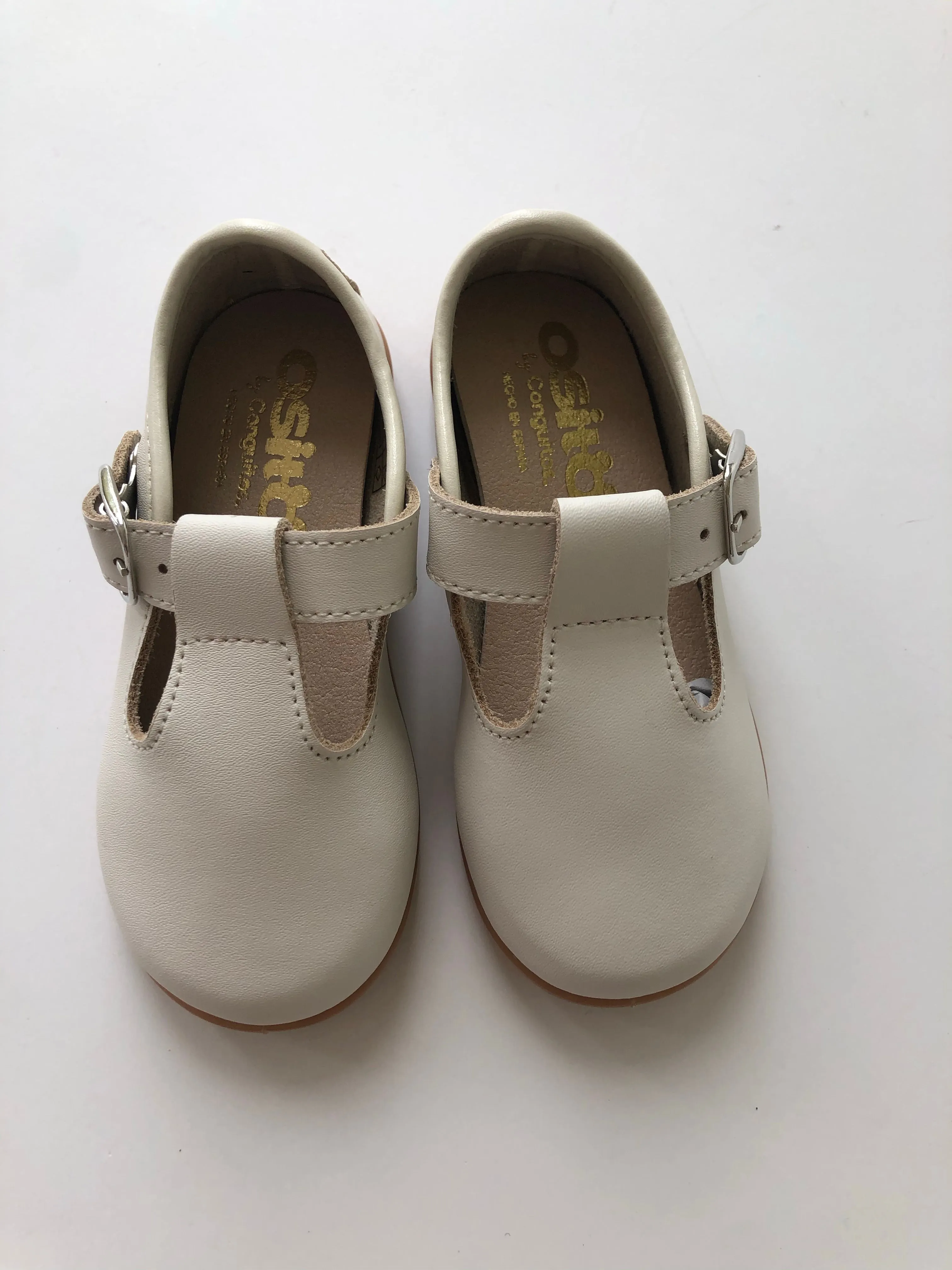Plain beige tstrap shoe