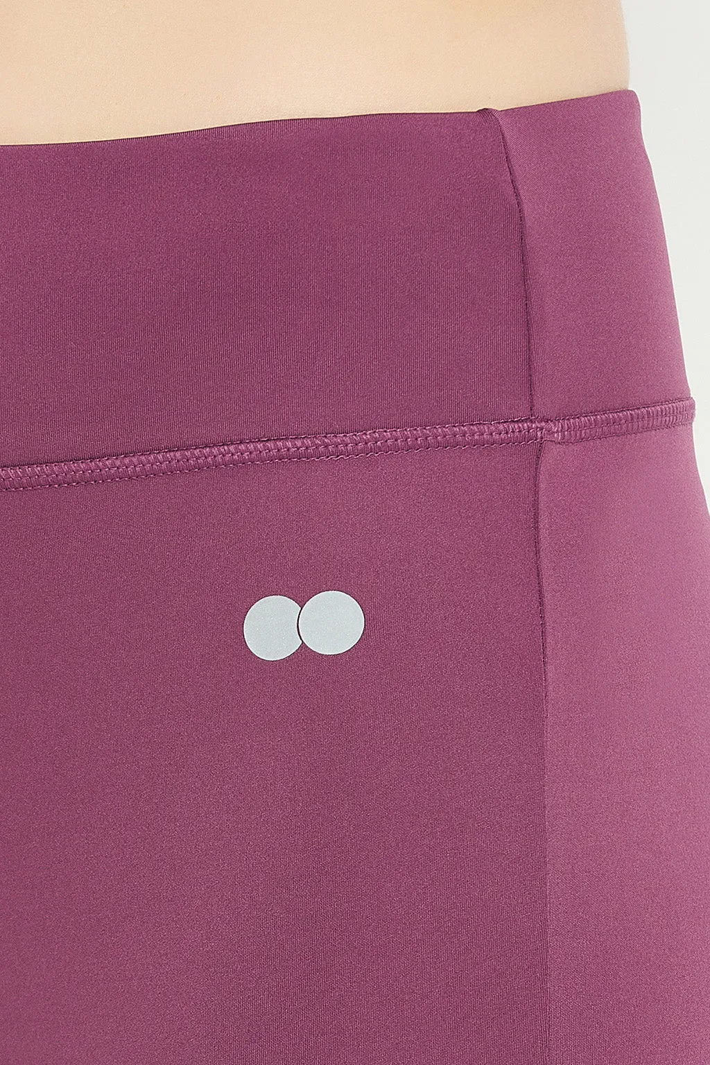 Plum Poly Spandex Tights With Contrast Panels & Side Pocket