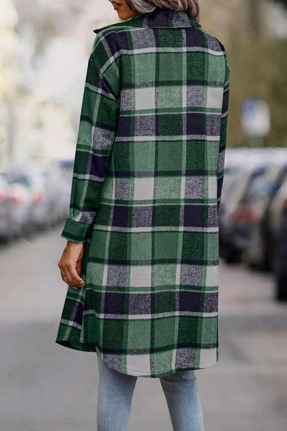 PRETTYGARDEN Women's Plaid Shacket 2025 Long Sleeve Button Up Flannel Shirt Winter Tartan Jacket Woolen Coats