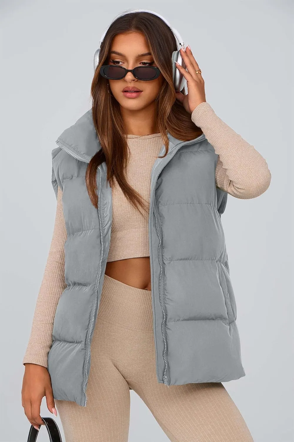 PRETTYGARDEN Women's Puffer Jacket Vests Casual Sleeveless Stand Collar Zip Up Coats Warm Winter Outerwear