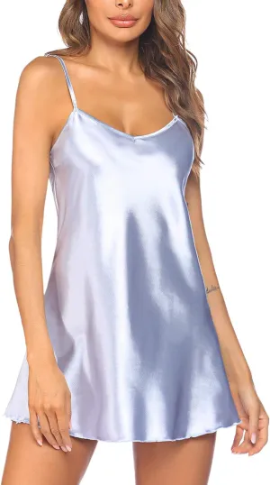"Indulge in Luxury: Avidlove Satin Chemise Nightgown in Elegant Grey for Unmatched Comfort"