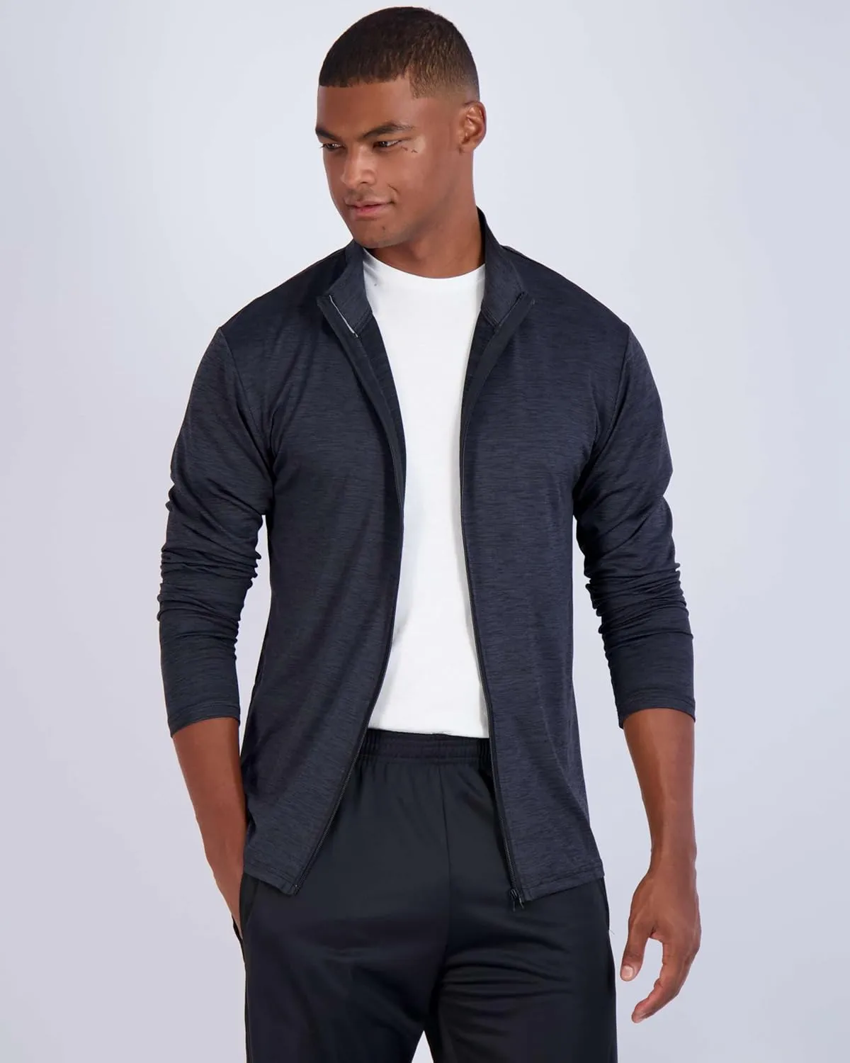 Real Essentials 3 Pack: Mens Dry-Fit Long Sleeve Full Zip Hoodie & Jacket- Athletic Running Jacket (Available in Big & Tall)