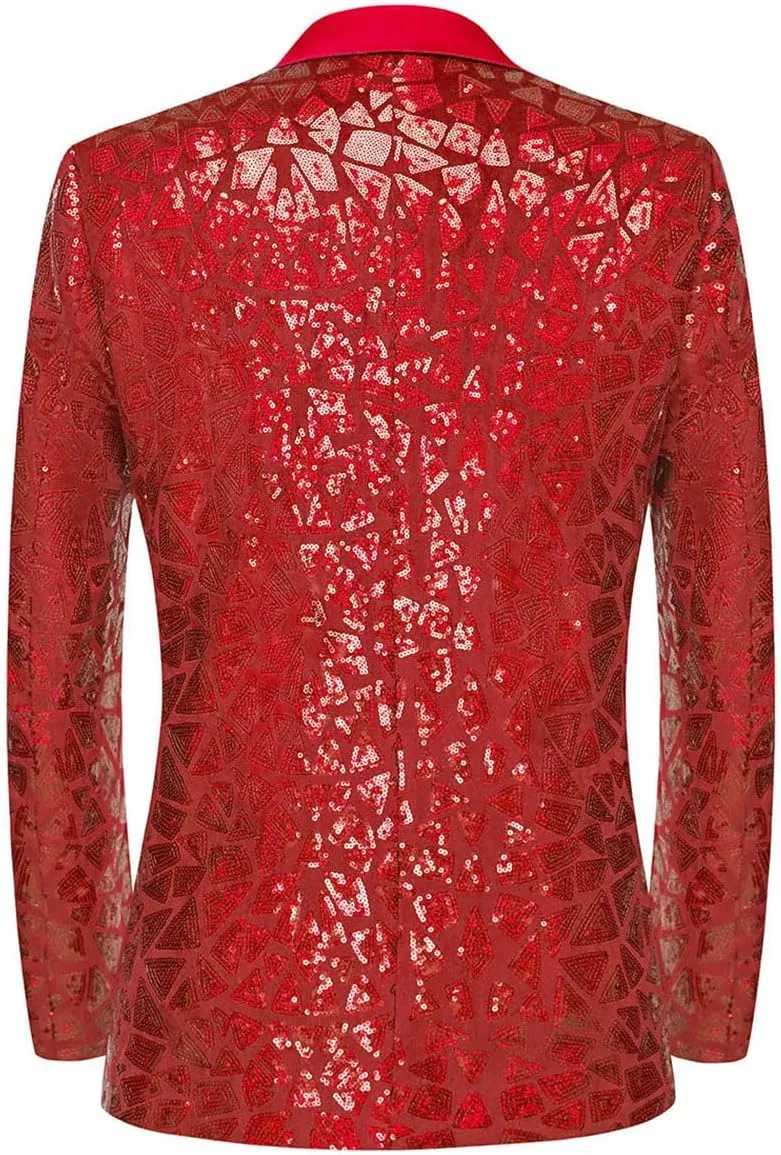 Rogers & Morris Triangle Sequin Jackets One Button Blazer for Men