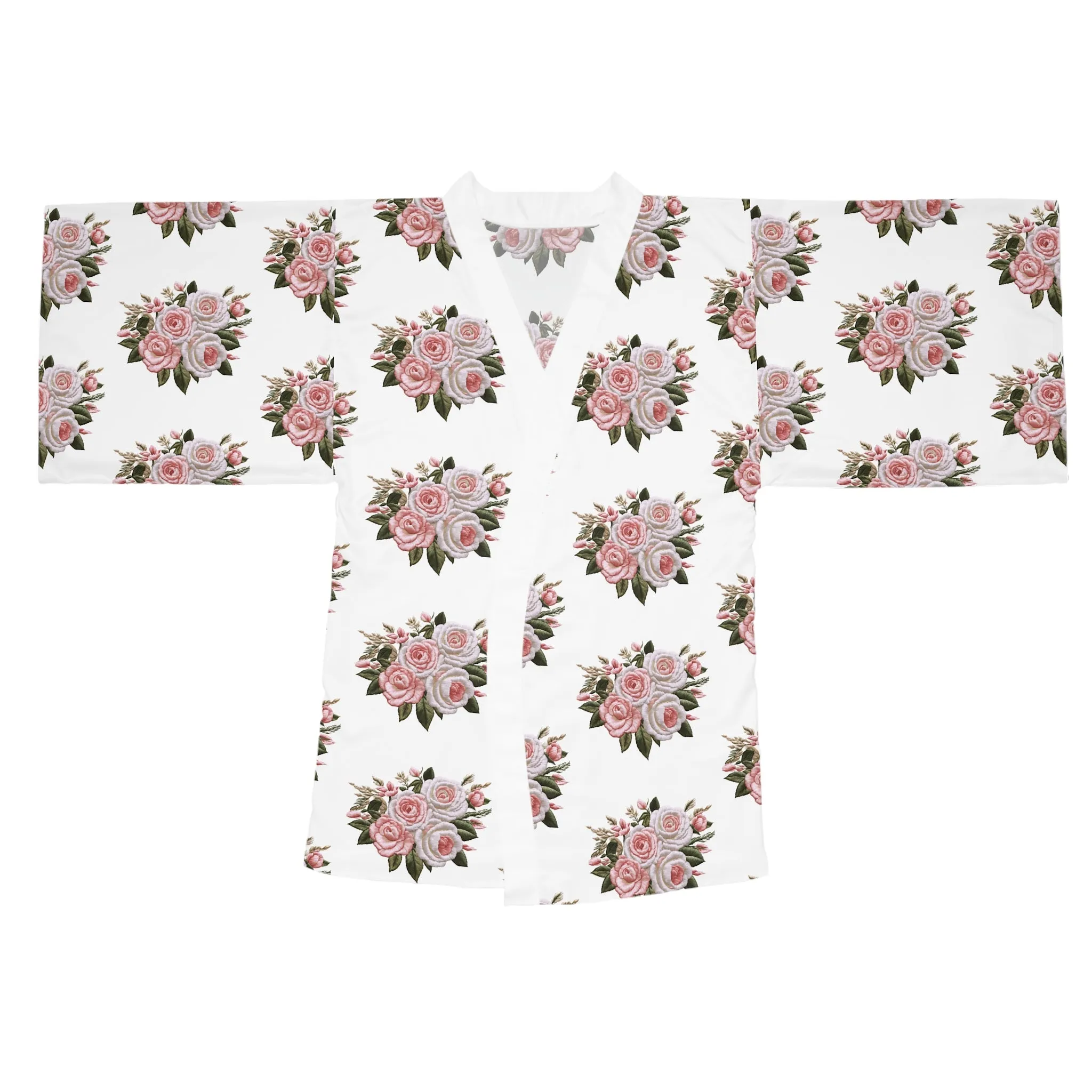 Rose Bouquet Matching Kimono Robe