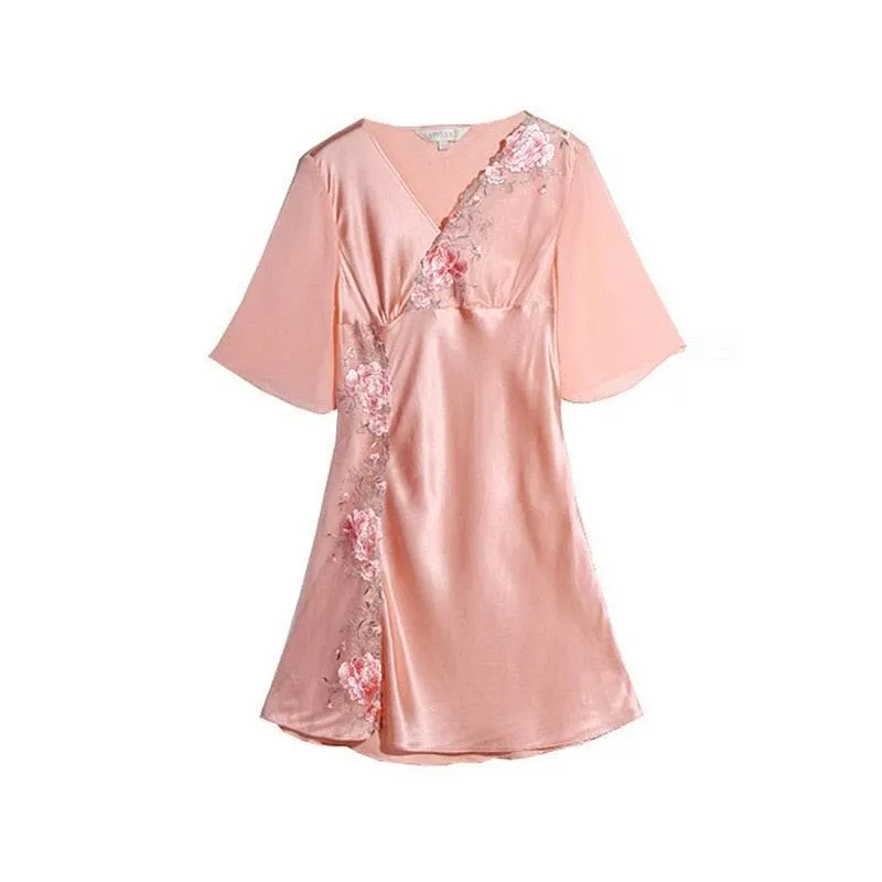 Silk Embroidery Nightgowns: Luxurious Pure Silk Sleepwear for Women
