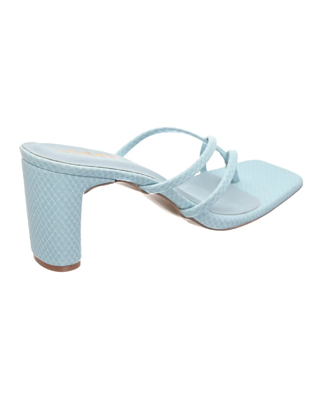 Sky blue strappy block heels for Women