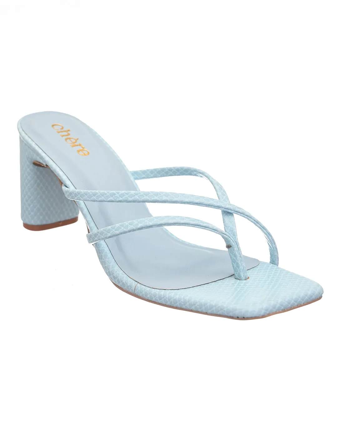 Sky blue strappy block heels for Women