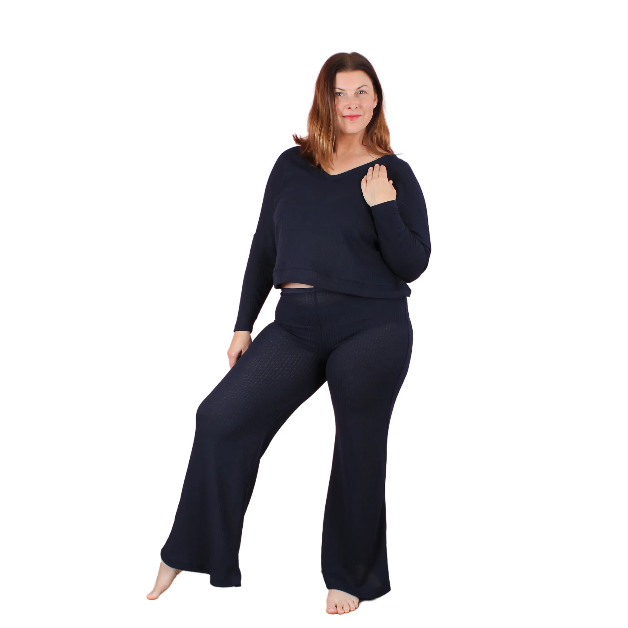 Soft and Cozy Waffle Lounge Set | Navy