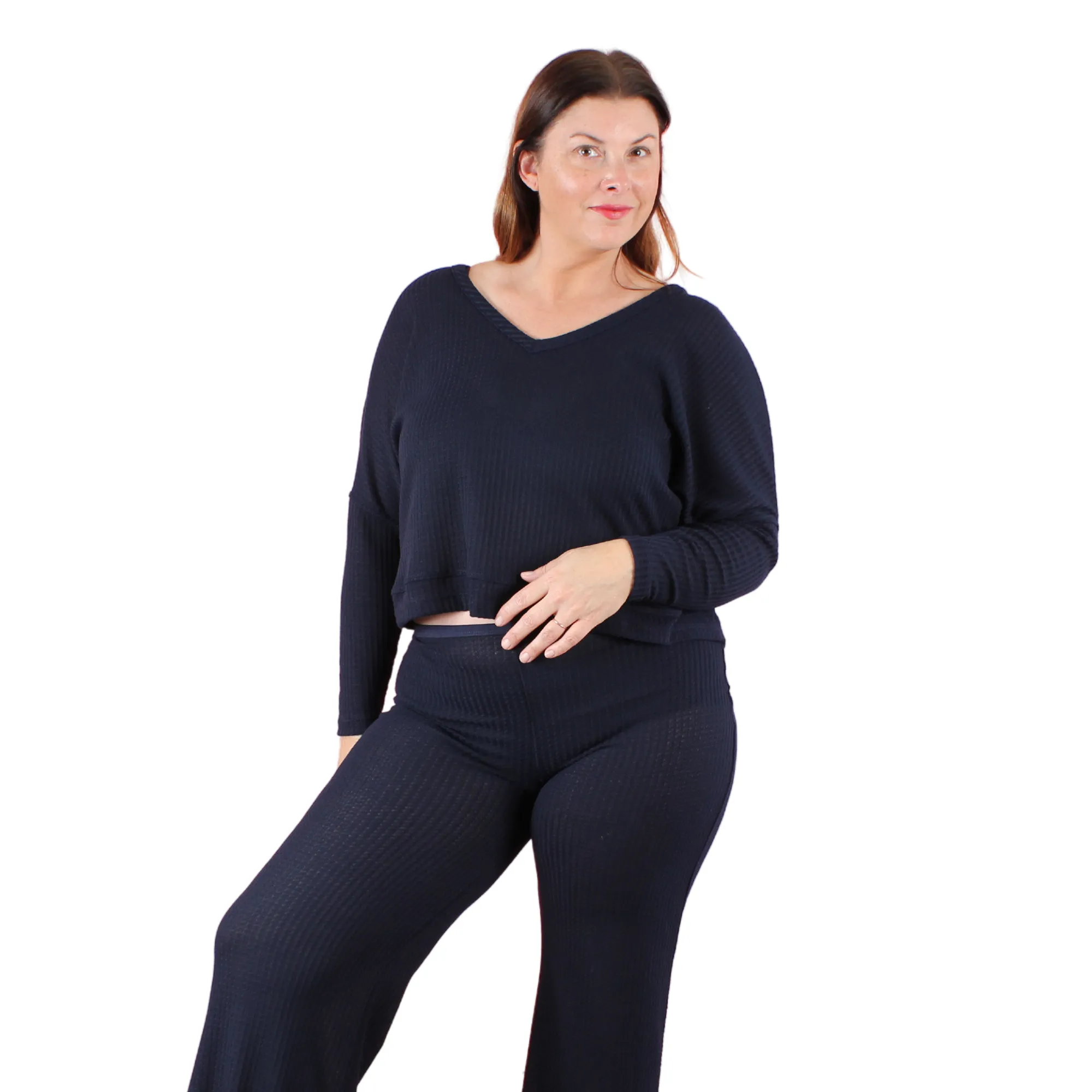 Soft and Cozy Waffle Lounge Set | Navy