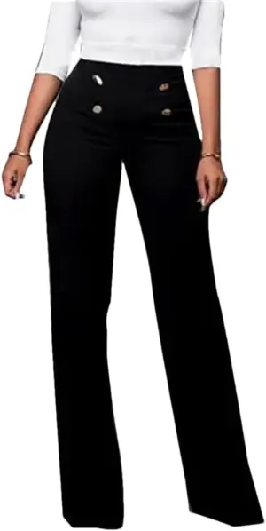 Solid Color Flare Pants Women High Waist Wide Leg Pants Office Ladies Trousers Slim Long Pants