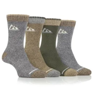 Storm Valley Men's Performance Polyester Marl Boot Sock 4 Pack, Stone/Khaki/Olive