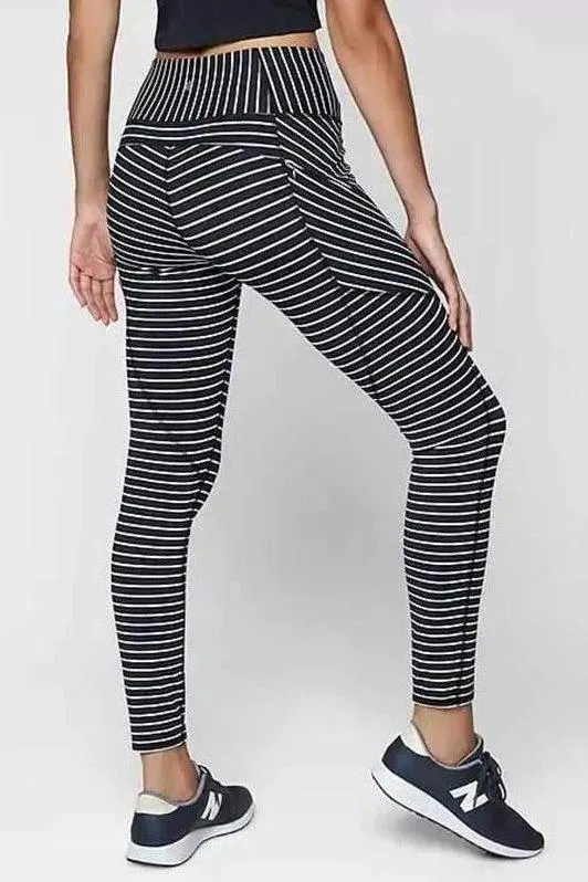 striped printed  yoga  leggings with pocket
