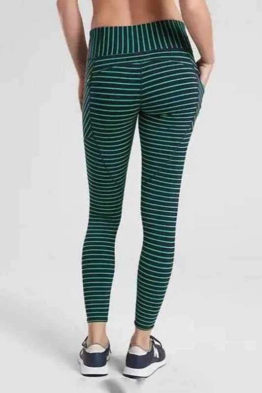 striped printed  yoga  leggings with pocket