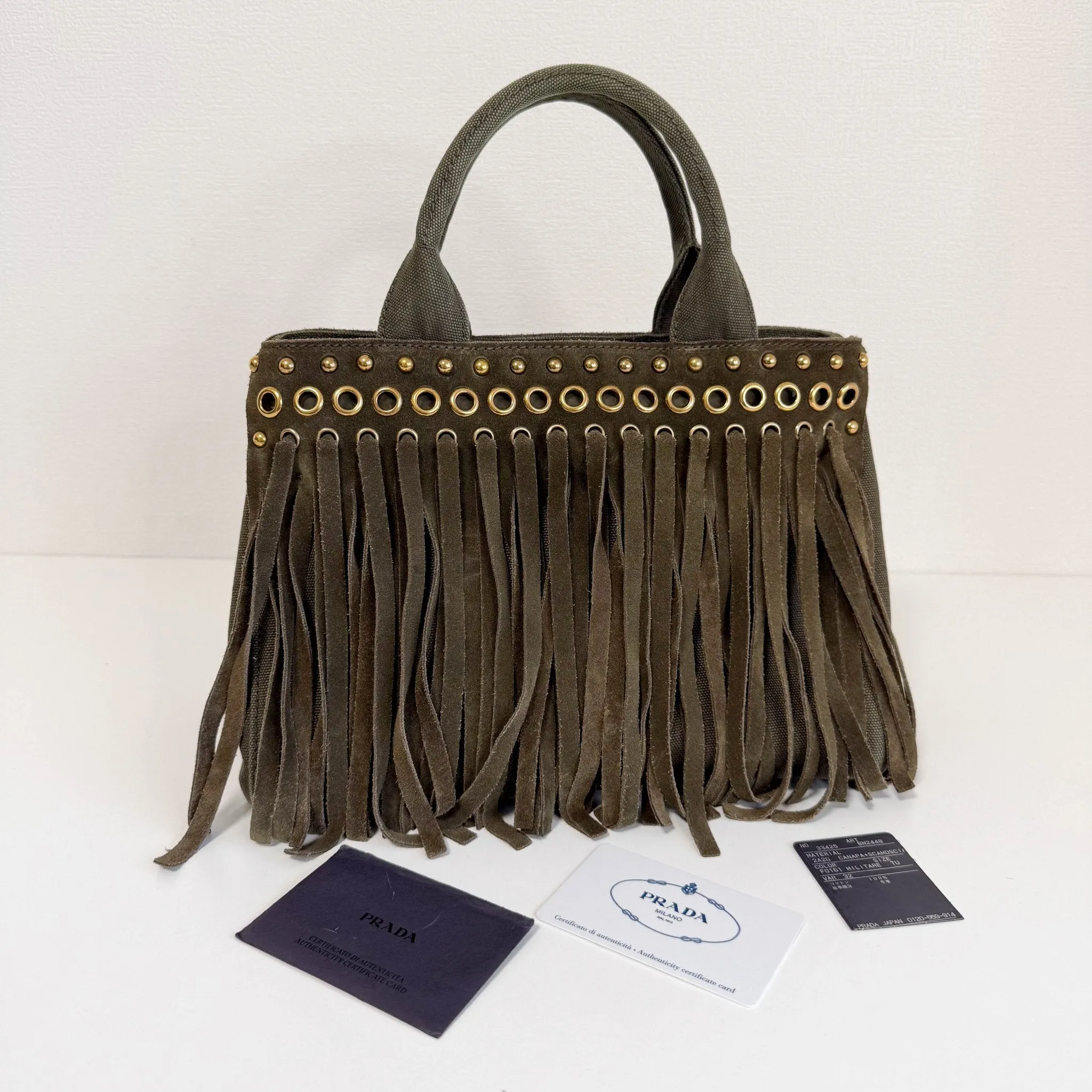 Studded Fringe Canapa Tote Bag