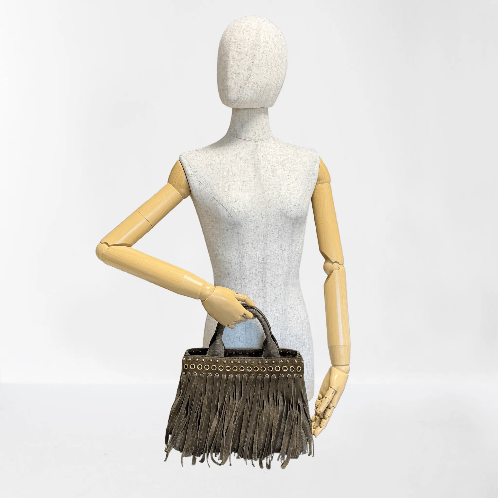 Studded Fringe Canapa Tote Bag