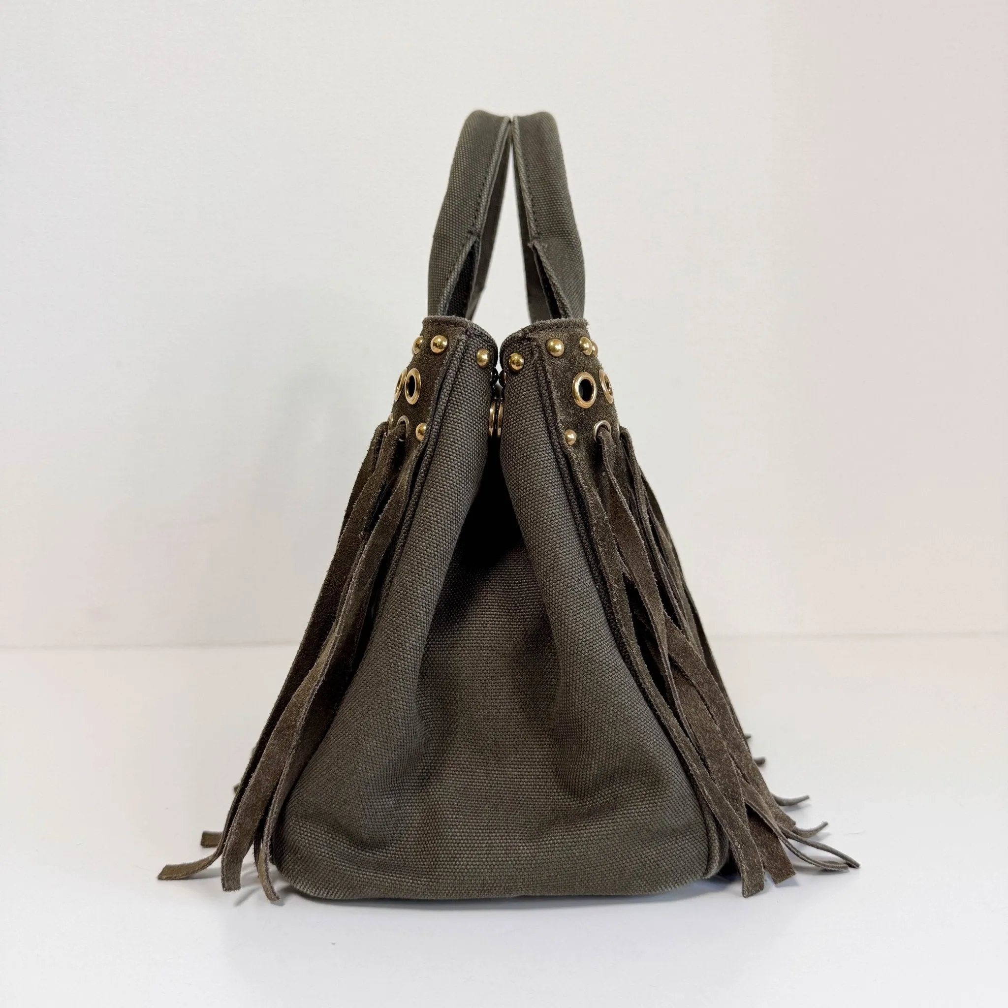 Studded Fringe Canapa Tote Bag