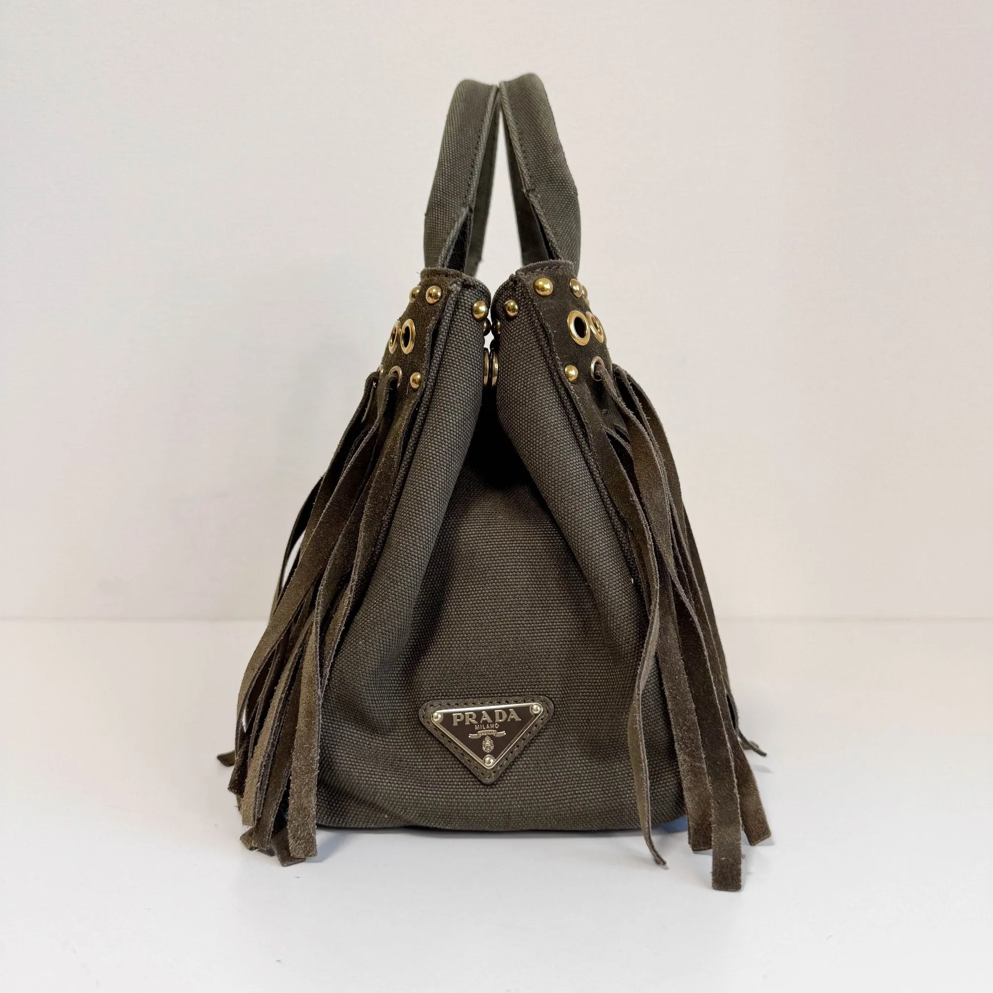 Studded Fringe Canapa Tote Bag
