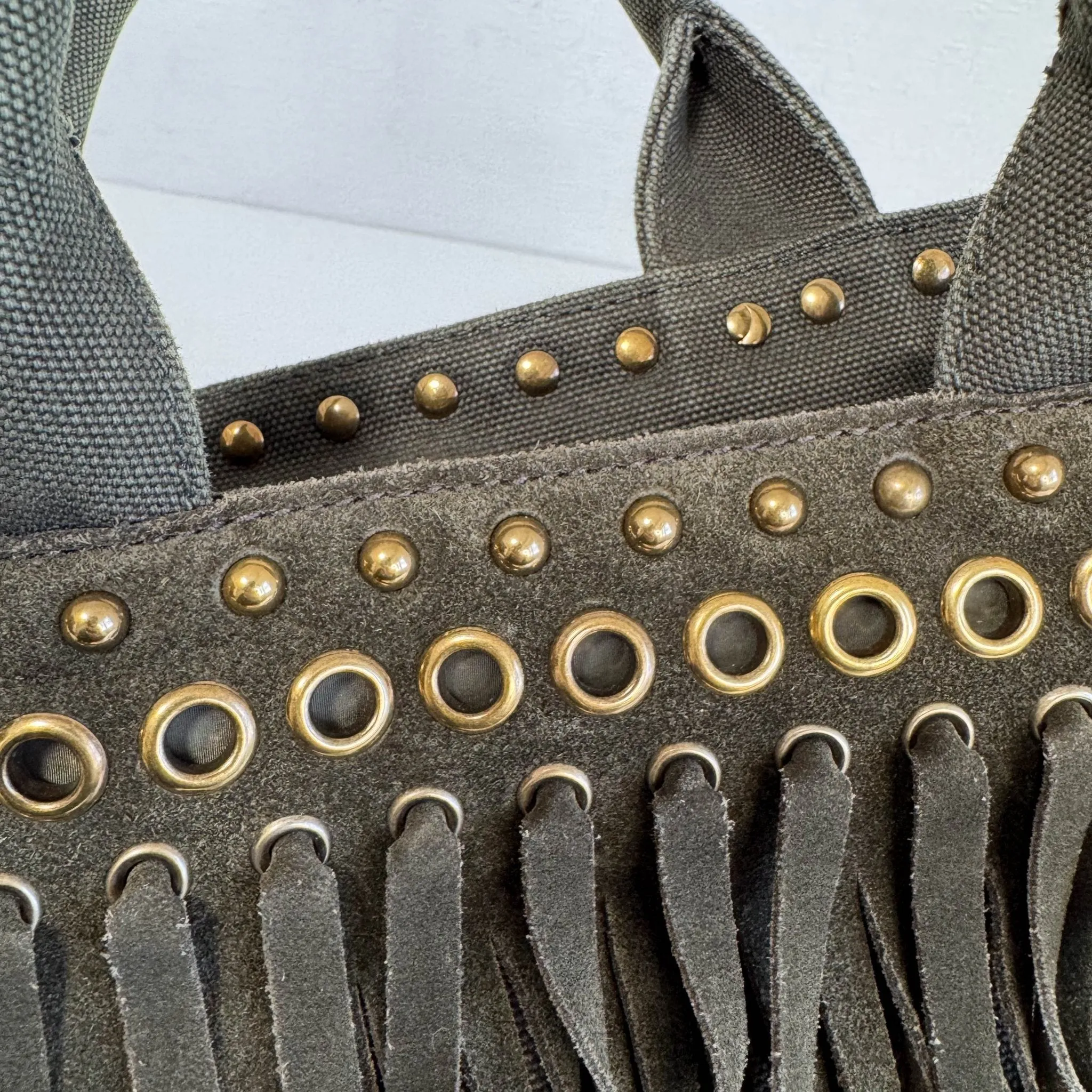 Studded Fringe Canapa Tote Bag