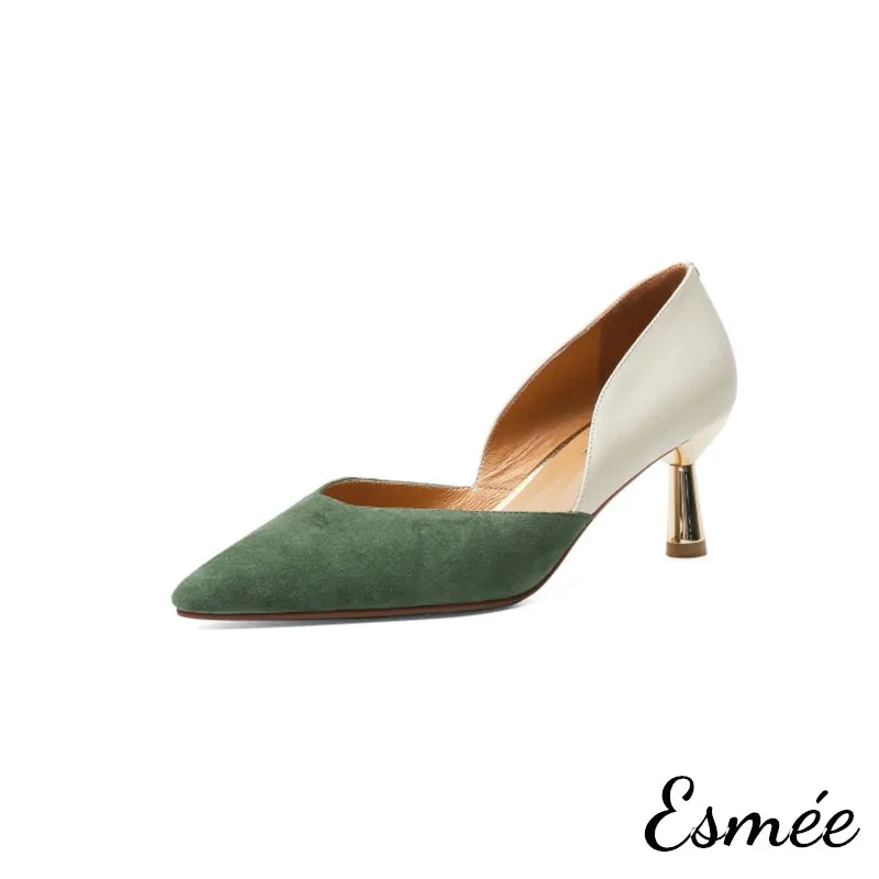 Suede Dual Color High Heels