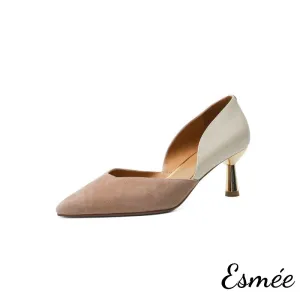 Suede Dual Color High Heels