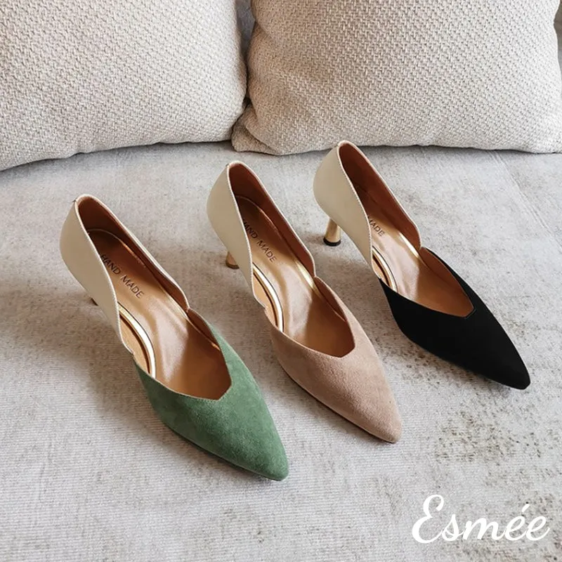 Suede Dual Color High Heels