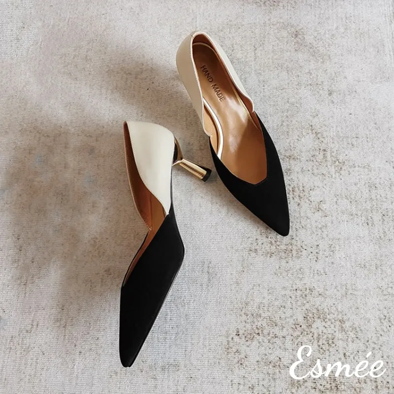 Suede Dual Color High Heels