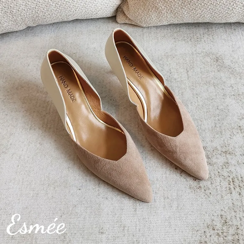 Suede Dual Color High Heels