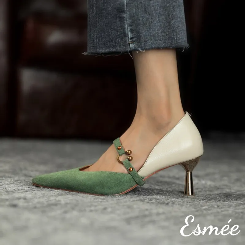 Suede Dual Color High Heels